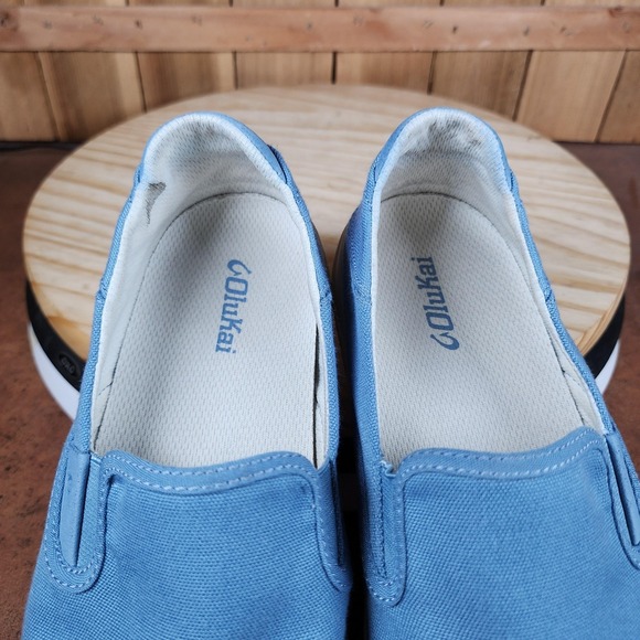OluKai Lae'ahi Shoes Mens Size 11 Blue Canvas Slip On Casual Sneakers Comfort - Picture 9 of 10